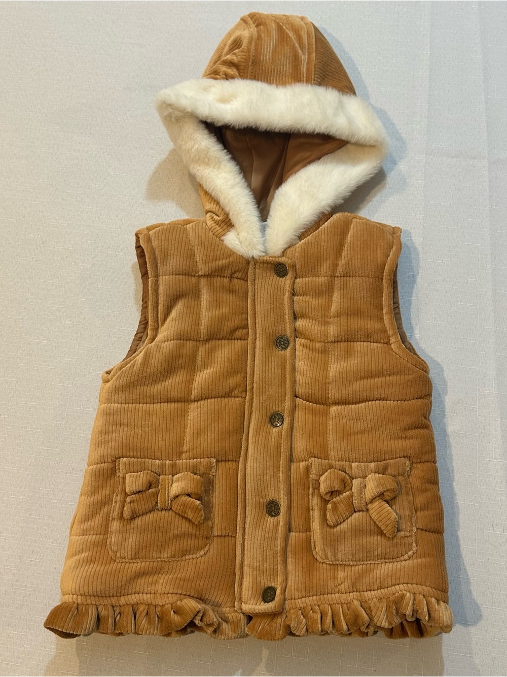 Nicole Miller Hooded Corduroy Puffer Vest Size 4